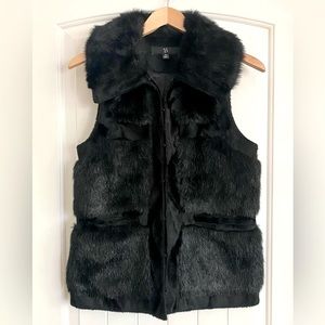 NEW Rachel Zoe Luxe Black Faux Fur Vest NEW Size XS Mob Wife Sleeveless Jacket